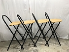 4-er Set von Klappbarst&uuml;hlen aus Stahlrohr mit Holzsitz