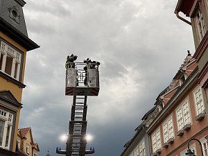 Feuerwehr&uuml;bung in der Bad Langensalzaer Altstadt