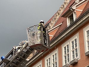 Feuerwehr&uuml;bung in der Bad Langensalzaer Altstadt