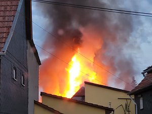 Großbrand am Abend in Oberdorla