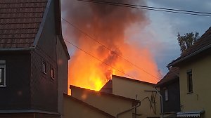 Großbrand am Abend in Oberdorla