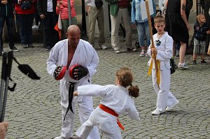 Teilnehmerinnen und Teilnehmer des Festumzuges zum 211. Brunnenfest in Bad Langensalza 