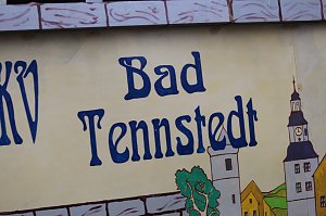 Impressionen vom Faschingsumzug in Bad Langensalza. Bunt angezogene Menschen und geschm&uuml;ckte Wagen