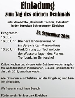 Zum Denkmalstag nach Ebeleben (Foto: F&ouml;rderverein Schlosspark Ebeleben)