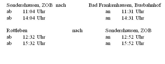 Fahrzeiten (Foto: Landratsamt Kyffhäuserkreis) Fahrzeiten (Foto: Landratsamt Kyffhäuserkreis)