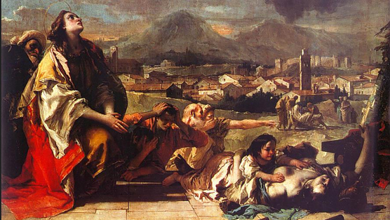 Die heilige Thecla betet f&uuml;r Pestopfer, Giambattista Tiepolo 1759 (Foto: wikimedia commons, public domain)