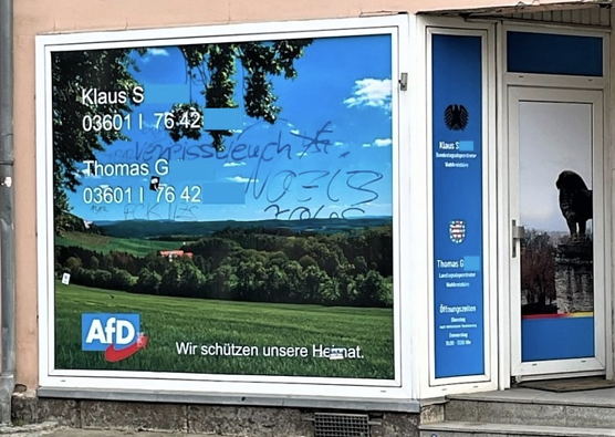 Vandalismus an Wahlkreisb&uuml;ro in M&uuml;hlhausen (Foto: LPI)