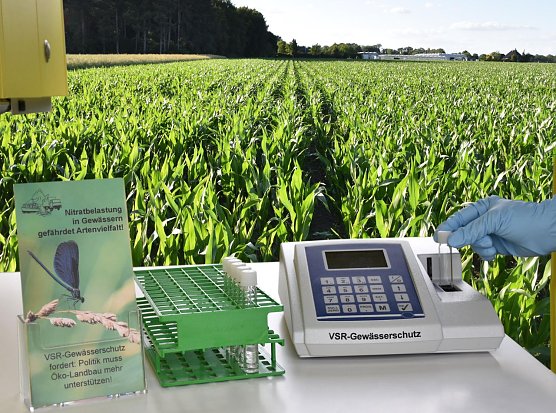 Nitratuntersuchung am Maisfeld (Foto: Anja Roth) Nitratuntersuchung am Maisfeld (Foto: Anja Roth)
