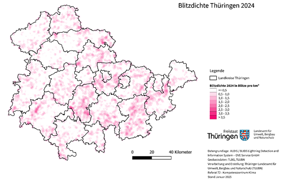 Zahl der Blitzeinschlägen Thüringen ist rückläufig (Foto: TLUBN) Zahl der Blitzeinschlägen Thüringen ist rückläufig (Foto: TLUBN)