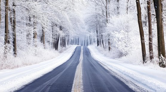 Symbolbild verschneite Landstrasse (Foto: Pixabay-Yamu_Jay)