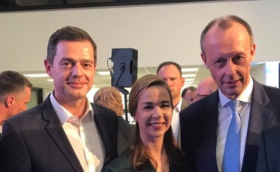 Bild: Merz und Mohring in Nordhausen. In der Mitte die damalige CDU-Landtagskandidatin Carolin Gerbothe