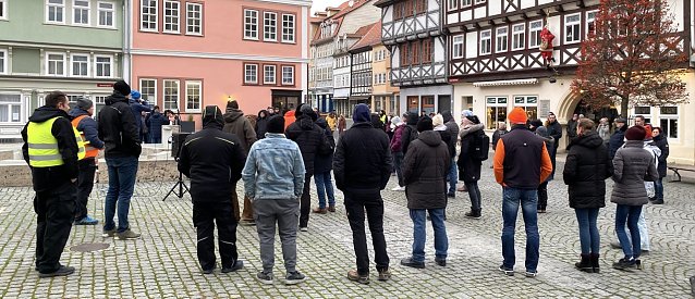 Bild: Corona-Demo vor der Marktkirche in Bad Langensalza