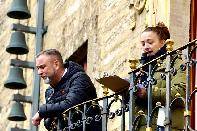 Bild: B&uuml;rgermeister Matthias Reinz und Citymanagerin Sandra Czerniak begr&uuml;&szlig;ten die Anwesenden