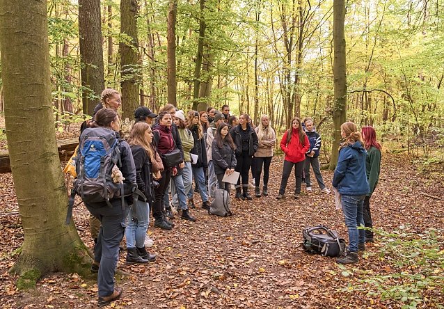 Bild: W&auml;hrend ihres Praktikums leiten die Studierenden im Nationalpark Hainich u.a. F&uuml;hrungen f&uuml;r Kinder und Jugendliche.