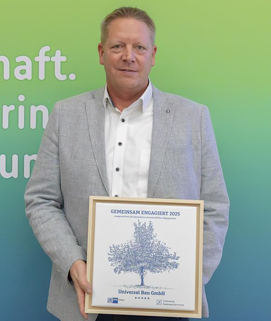 Bild: Robert B&ouml;hm erhielt als Gesch&auml;ftsf&uuml;hrer der Universal Bau GmbH aus M&uuml;hlhausen die Auszeichnung Gemeinsam engagiert 2025.