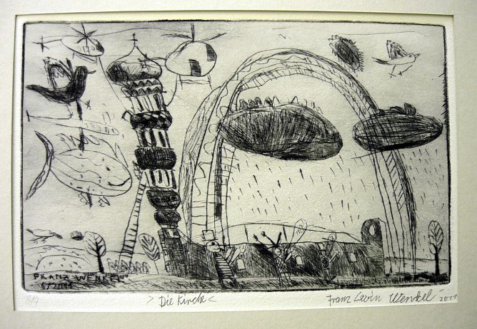 Junger Künstler (Foto: Franz Wenkel Die Kirche, Kaltnadelradierung von 2011) Junger Künstler (Foto: Franz Wenkel Die Kirche, Kaltnadelradierung von 2011)