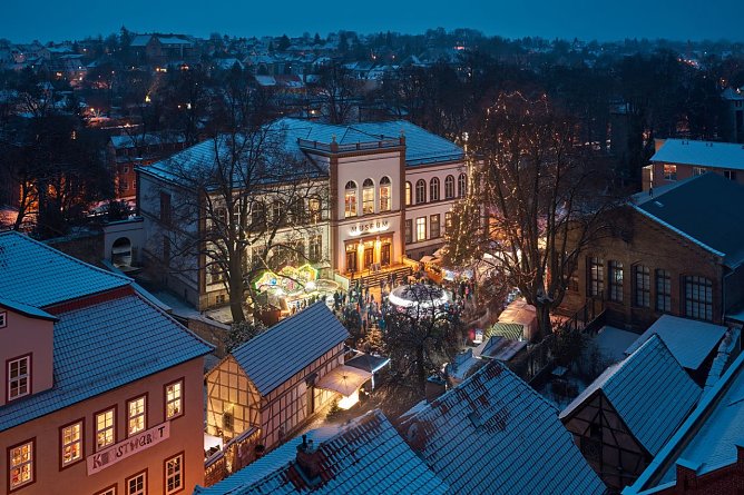 Blick auf den Mühlhäuser Weihnachtsmarkt (Foto: Tino Sieland, Stadtverwaltung Mühlhausen) Blick auf den Mühlhäuser Weihnachtsmarkt (Foto: Tino Sieland, Stadtverwaltung Mühlhausen)