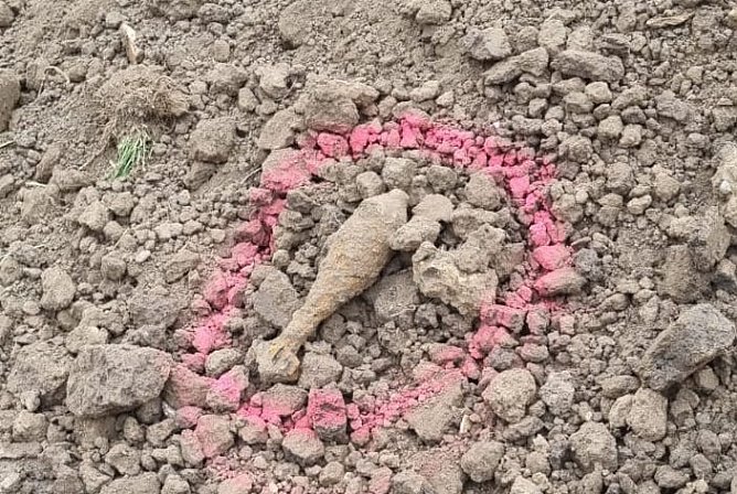 Granatenfund auf einer Baustelle bei M&uuml;hlhausen (Foto: Polizei)