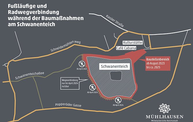 Lageplan der Bauarbeiten am Schwanenteich (Foto: Stadt M&uuml;hlhausen)