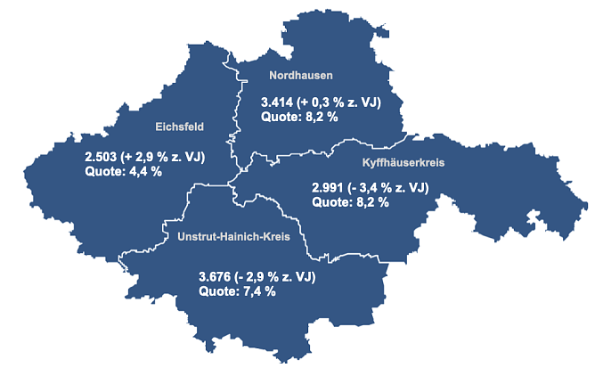 Die Arbeitslosigkeit ist in den vier Kreisen im Norden Th&uuml;ringens leicht gesunken (Foto: Agentur f&uuml;r Arbeit)