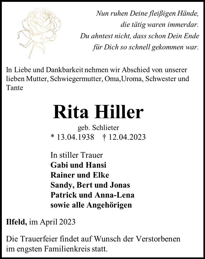 Traueranzeige (Foto: Schade)