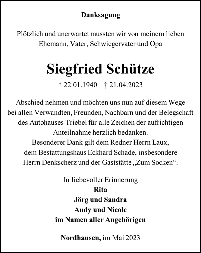 Danksagung (Foto: Schade)