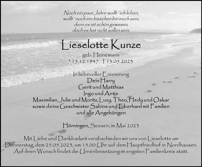 Traueranzeige (Foto: Schade)