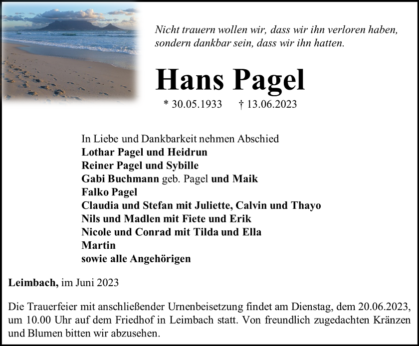 Traueranzeige (Foto: Schade)