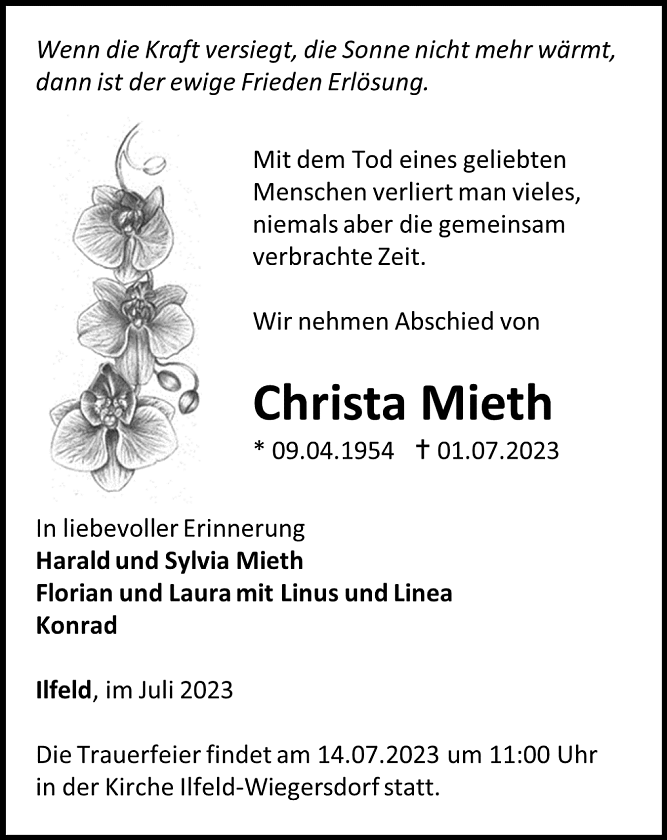 Traueranzeige (Foto: Schade)