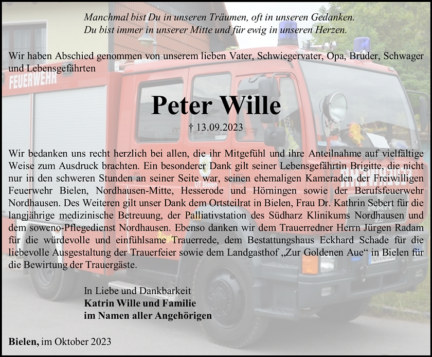 Danksagung (Foto: Bestattungshaus Schade)