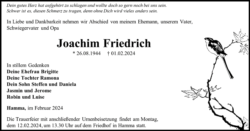 Traueranzeige (Foto: Bestattungshaus Eckhard Schade)