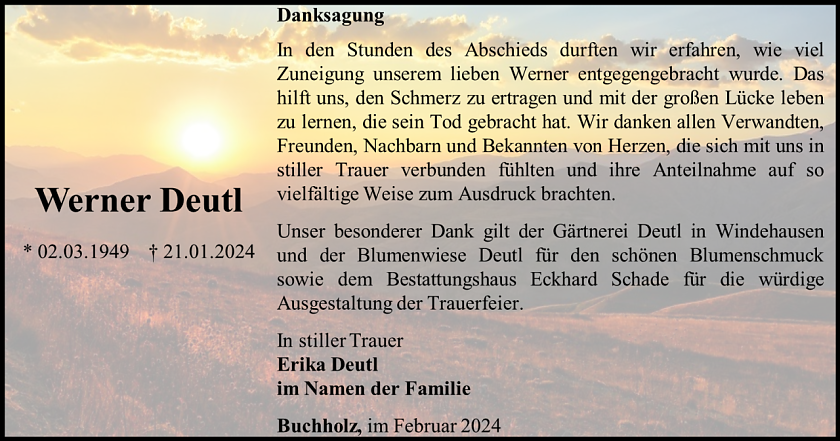 Danksagung (Foto: Bestattungshaus Eckhard Schade)