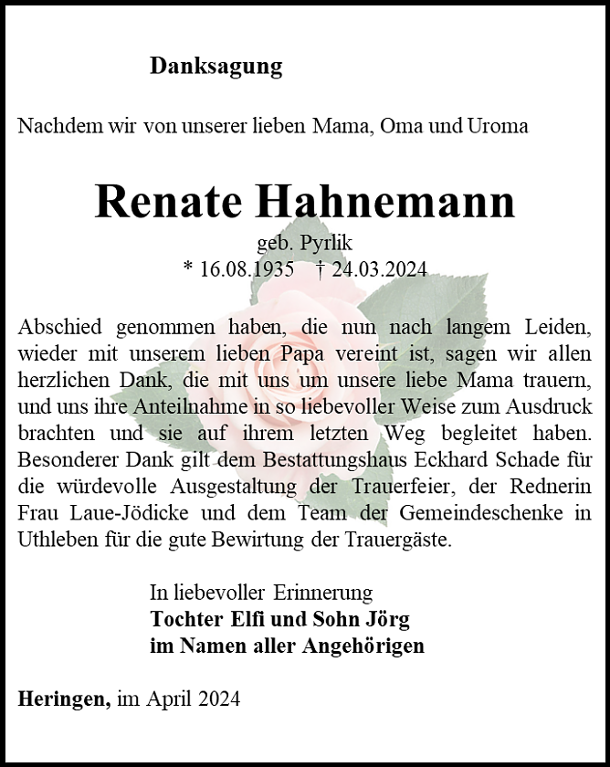 Danksagung (Foto: Schade)