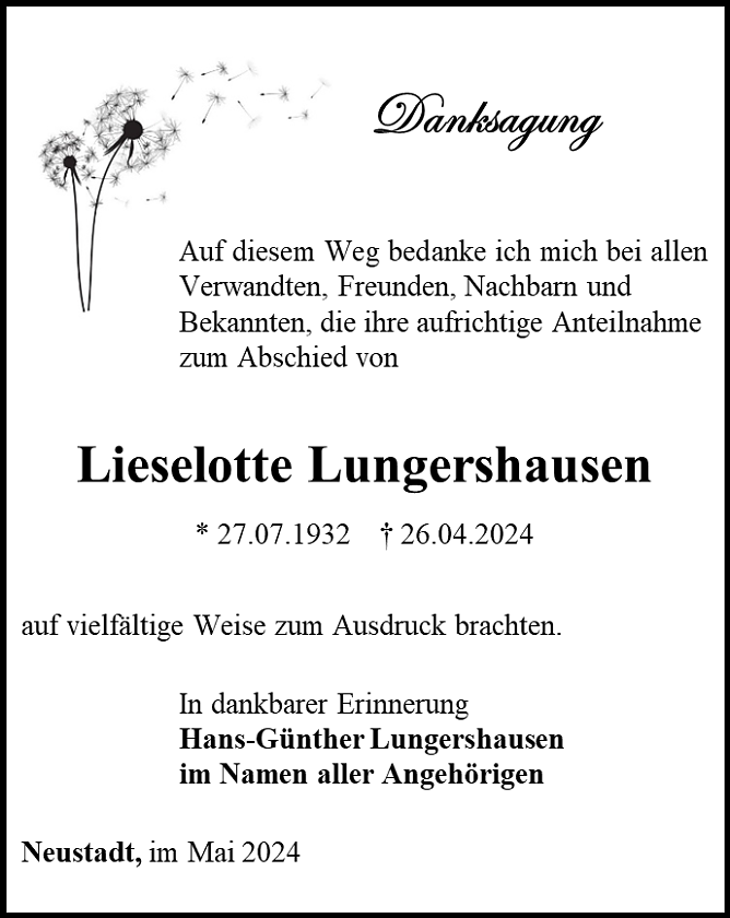 Danksagung (Foto: Bestattungshaus Eckhard Schade)