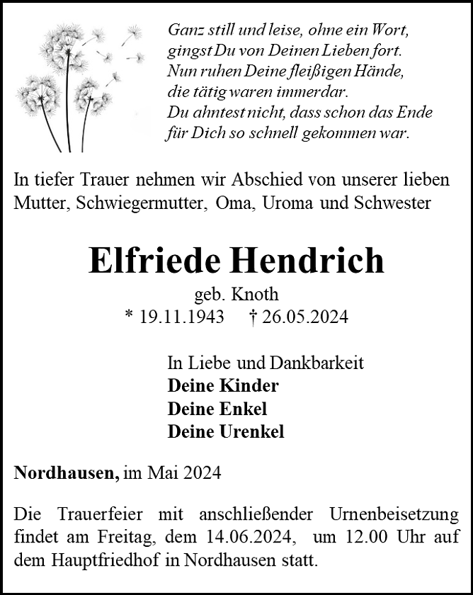 Traueranzeige (Foto: Schade)