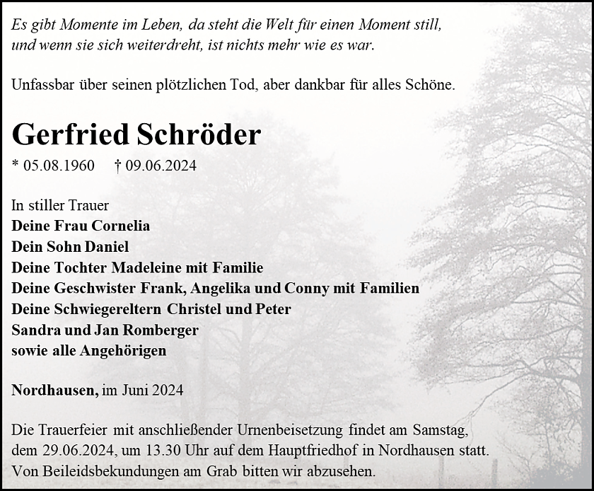 Traueranzeige (Foto: Schade)