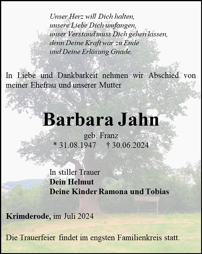 Traueranzeige (Foto: Schade)