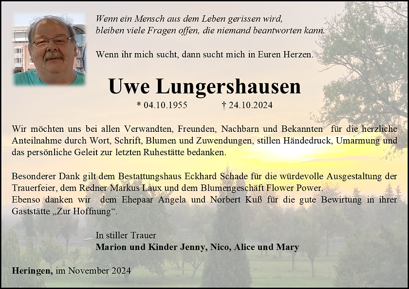 Danksagung (Foto: Bestattungshaus Eckhard Schade)