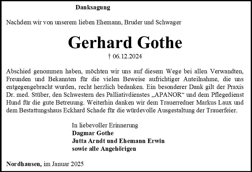 Danksagung (Foto: Bestattungshaus Schade)