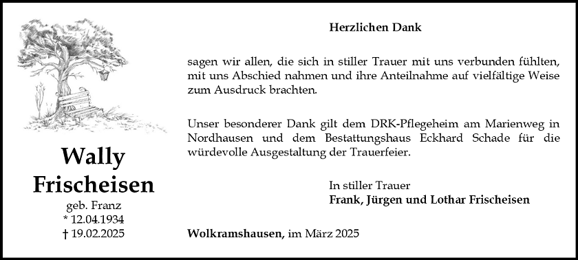 Danksagung (Foto: Bestattungshaus Schade)