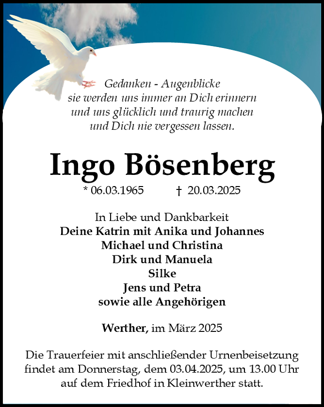 Traueranzeige (Foto: Bestattungshaus Schade)