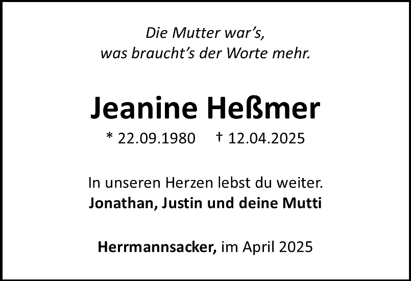 Traueranzeige (Foto: Bestattungshaus Schade)