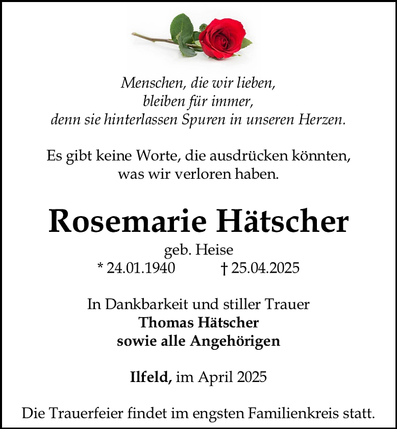 Traueranzeige (Foto: Bestattungshaus Schade)