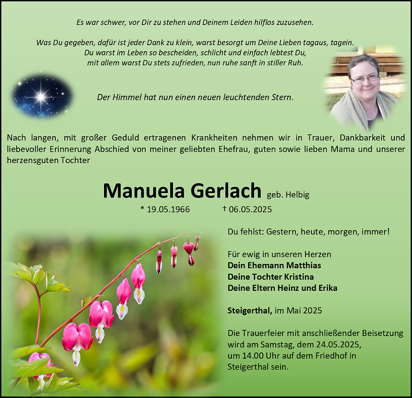 Traueranzeige (Foto: Bestattungshaus Schade)