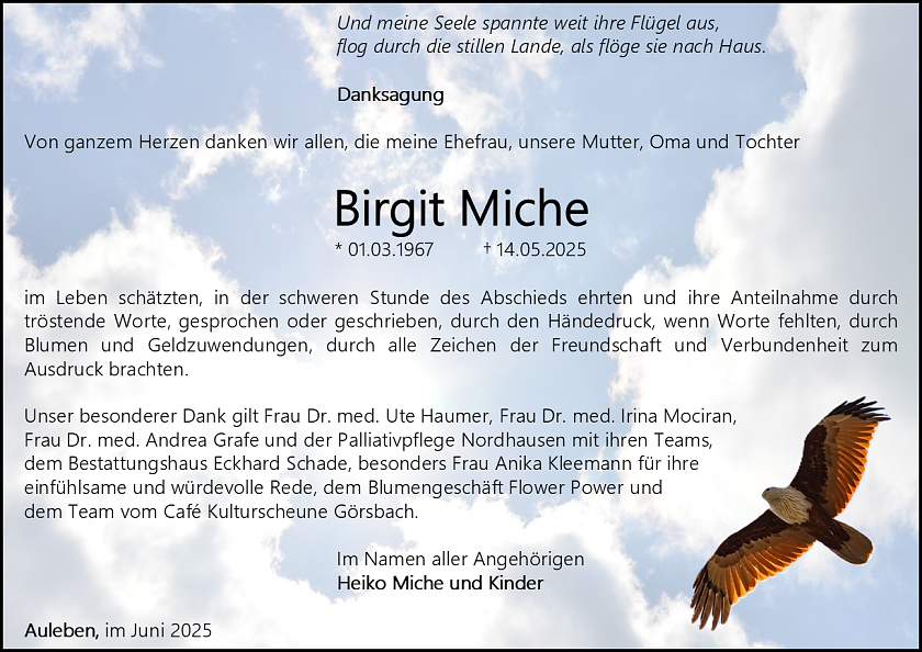 Danksagung (Foto: Bestattungshaus Schade)