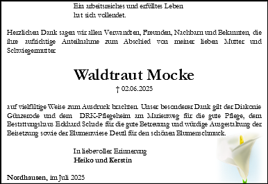 Danksagung (Foto: Bestattungshaus Schade)