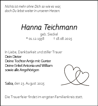 Traueranzeige (Foto: Bestattungshaus Eckhard Schade)