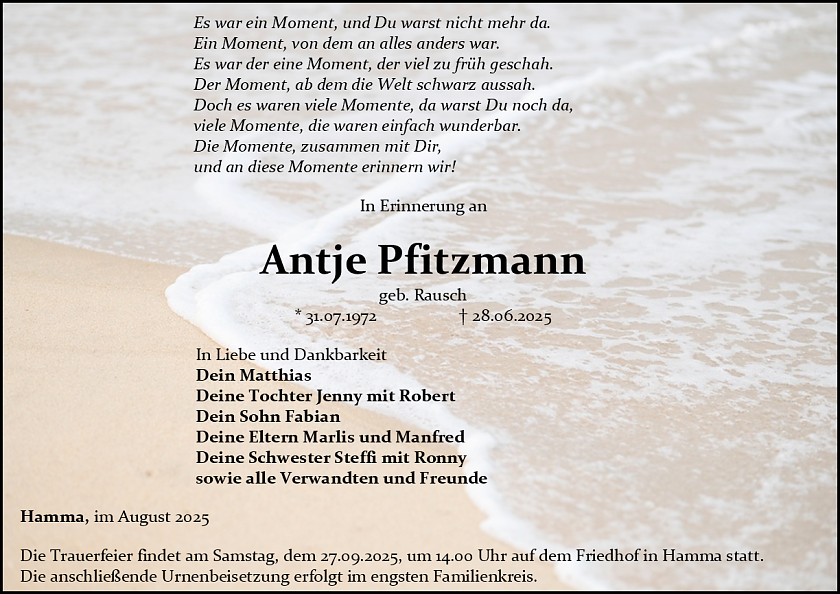 Traueranzeige (Foto: Schade)