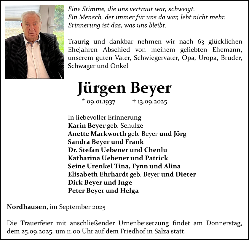 Traueranzeige (Foto: Schade)