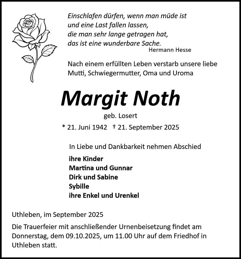 Traueranzeige (Foto: Bestattung Baumgarten)